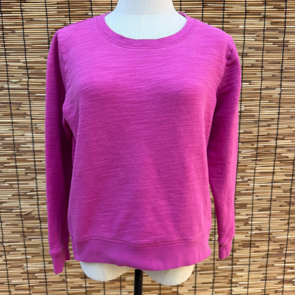 J.Crew Re-Imagined Magenta Pink Slub Cotton Crewneck Sweatshirt Womens Medium
